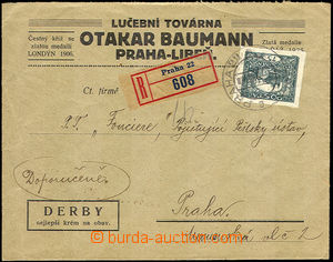 34415 - 1920 Reg letter in the place, with Pof.18, CDS Prague 22/ 3.