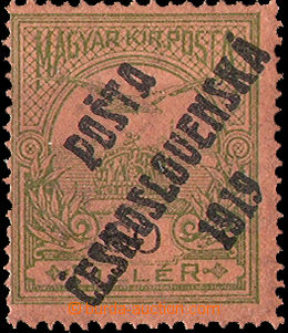 34425 - Pof.94 Turul with T I. overprint, lightly hinged, exp. by G