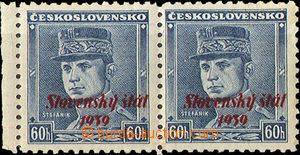 34449 - 1939 Alb.11 overprint Štefánik, horizontal pair with margi