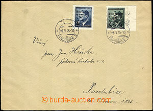 34461 - 1945 letter in the place with BOHEMIA-MORAVIA 40+50h A. Hitl