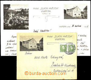 34480 - 1935 Hotel Gold star Vimperk, envelope with additional-print