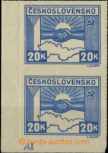 34543 - 1945 Pof.359 Košice-issue 20K in vertical corner pair wit