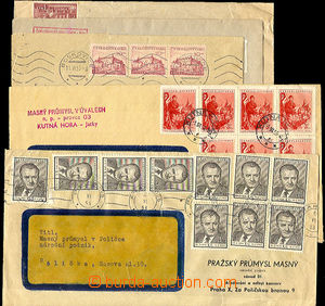 34572 - 1953 comp. 5 pcs of letters, all with multiple frankings onc