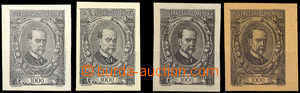 34623 - 1920 PLATE PROOF 1000h C.C. 4 pcs of, 2x in gray color on ch