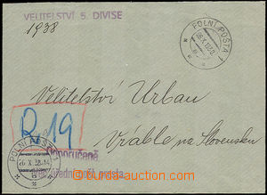 34645 - 1938 Reg letter with CDS FP 1/ 26.X.1938, handwritten R labe