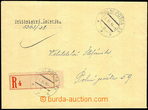 34647 - 1938 Reg letter with CDS FP 33/ 1.IX.38 and bianco R label w