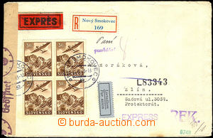 34682 - 1943 Reg, express and airmail letter addressed to to Bohemia