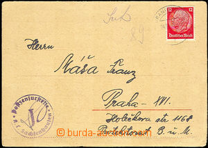 34698 - 1941 C.C. SACHSENHAUSEN, franked with. pre-printed letter-ca
