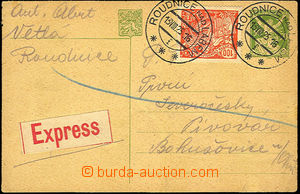 34814 - 1925 CDV28 sent as express, uprated with stamp 100h issue Ag