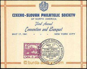 34820 - 1941 memorial card with mounted stamp. Hradčany 3h with spe