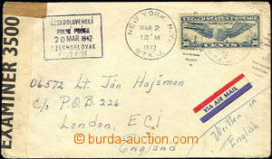 34832 - 1942 air-mail letter sent from USA to Britain to member of C