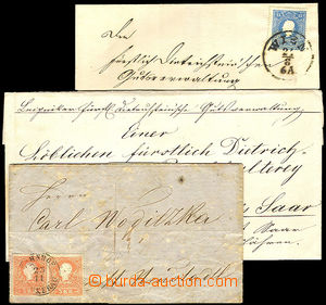 34843 - 1858-60 3 pcs of folded letters with The 2nd issue., 1x lett