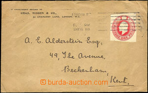 34851 - 1911 commercial letter franked with. cut-square from p.stat