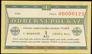 34855 - 1989 ČSR  odběrní poukaz Tuzex hodnoty 1Kčs, luxusní, k