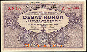 34867 - 1927 Czechoslovakia 10CZK, c.v.. 20, set S.N 192, 1927, spec