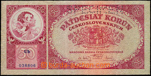 34869 - 1929 Czechoslovakia 50CZK, c.v.. 22, set Ub, specimen , auth