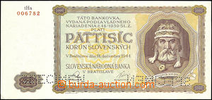 34884 - 1944 SLOVENSKÝ STÁT  5000Ks, kat. 55, série 1Ha, specimen