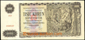 34885 - 1940 SLOVENSKÝ STÁT  1000Ks, kat. 54, série 1K6, kvalita