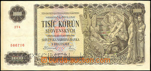 34886 - 1940 SLOVENSKÝ STÁT  1000Ks, kat. 54, série 2T4, specimen