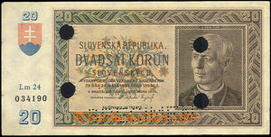 34892 - 1939 SLOVENSKÝ STÁT 20Ks, kat. 48, série Lm24, specimen +