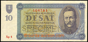 34893 - 1939 SLOVENSKÝ STÁT 10Ks, kat. 47, série Xp4, specimen, k
