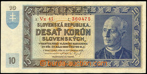 34894 - 1939 SLOVENSKÝ STÁT 10Ks, kat. 46, série Vx41, specimen,