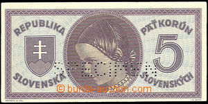 34895 - 1945 SLOVENSKÝ STÁT 5Ks, kat. 44, série D023, specimen, k