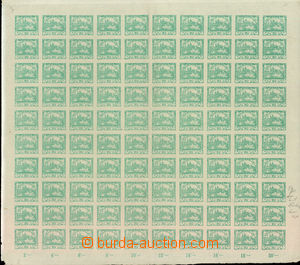 34907 - Pof.8, 20h blue-green, complete 100-stamps sheet with margi