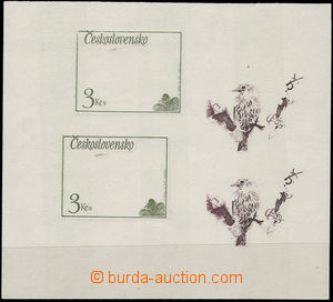 35021 - 1972 PLATE PROOF Pof.2003, 4 print in/at green and brown col