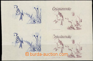 35024 - 1972 PLATE PROOF Pof.2002, 4 print in/at blue and brown colo