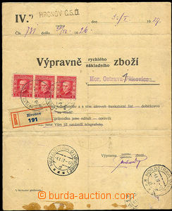 35202 - 1926 blank form Czechoslovak State Railways Výpravně freig