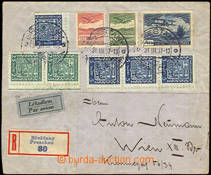 35204 - 1937 issue III Reg and airmail letter to Vienna, with Coat