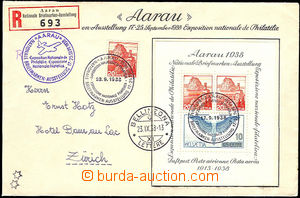 35225 - 1938 Reg and airmail letter from philatelic exhibition in/at