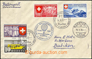 35229 - 1939 letter forwarded by balloon from country exhibition, fr