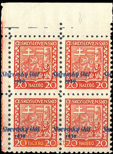 35281 - 1939 Alb.4 overprint Coat of arms 20h with overprint, upper