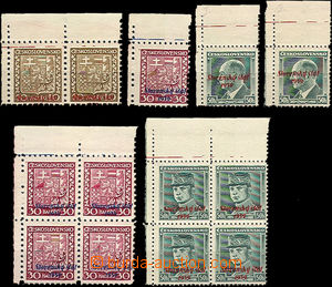 35282 - 1939 Alb. 3, 6, 8, overprint comp. of 6 corner pieces with n