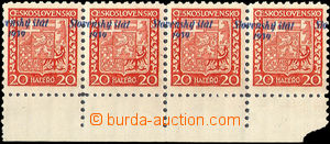 35293 - 1939 Alb.4 overprint Coat of arms 20h, horizontal strip of 4