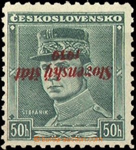 35302 - 1939 Alb.9 overprint Štefánik 50h, inverted overprint, lig