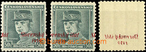 35303 - 1939 Alb.9 overprint Štefánik 50h, 3 pcs of, 2x shift tran