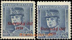35308 - 1939 Alb.11 overprint Štefánik 60h, 2 pcs of various shade