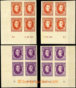 35320 - 1939 Alb.27N and 28N Hlinka, imperforated, L and right corne