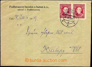 35325 - 1939 letter to Bohemia-Moravia, franked with. pair stamp. Al