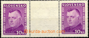 35341 - 1945 Alb.125S Tiso 10 Koruna, two-stamps gutter pair, mint n