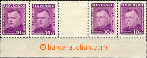 35342 - 1945 Alb.125S Tiso 10 Koruna, 4-stamps gutter pair with lowe