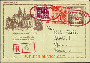 35346 - 1945 PC Košice issue CDV73 sent as Reg, uprated by. i.a. st