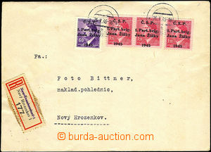 35352 - 1952 Reg letter franked with. 4 pcs of stmp with overprint C