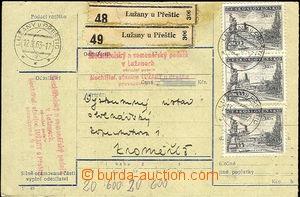 35354 - 1963 parcel dispatch-note franked with. i.a. 3 pcs of stamp.