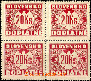 35368 - 1939 Alb.D12y Postage due stmp 20Ks, block of four with vert