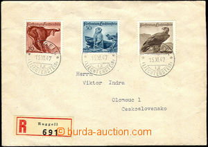 35429 - 1947 Reg letter to Czechoslovakia, with Mi.253-255, CDS Rugg