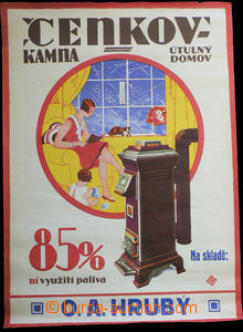 35596 - 1930 advertisement poster on/for stove Čenkov, O.A.Hrubý,